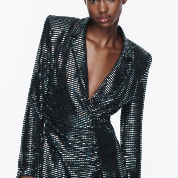 NWT ZARA MIRRORED BLAZER DRESS 0387/172 - Picture 4 of 10